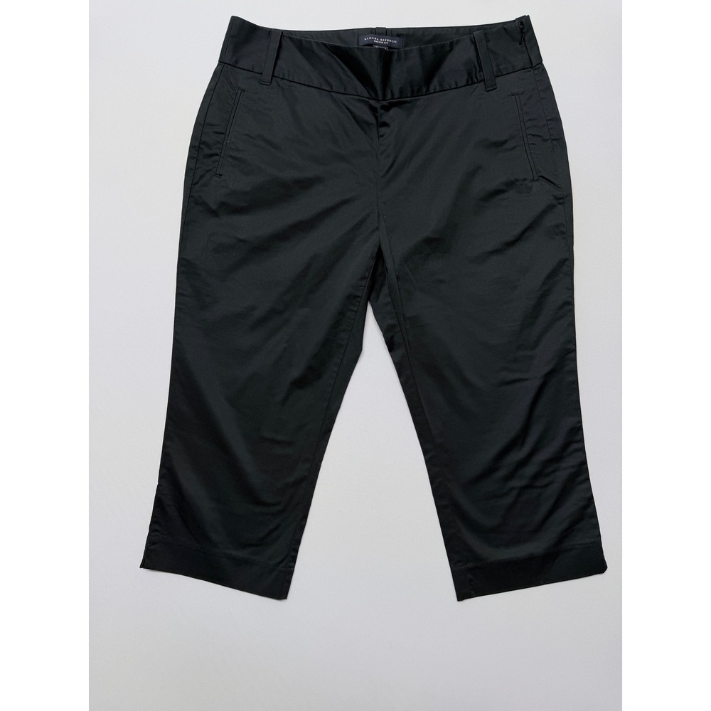 Banana Republic Martin Fit Black Stretch Petite Cropped Capri Pants Side Zip 8P